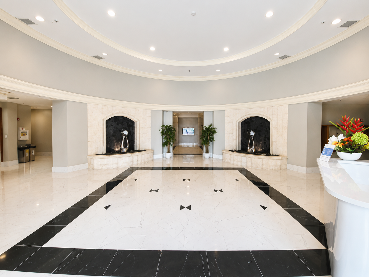 Doral Office Plaza renovated lobby reception and circular ceiling